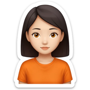 Asian slim eye girl with orange shirt sticker