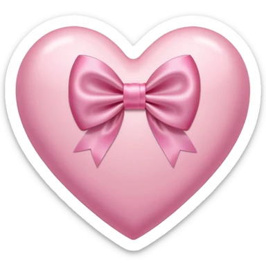 pink heart with light pink bow sticker