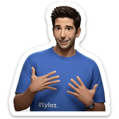 smiling boy in blue shirt sticker