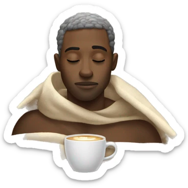 Black guy inside a blanket sipping coffee eyes closed sticker