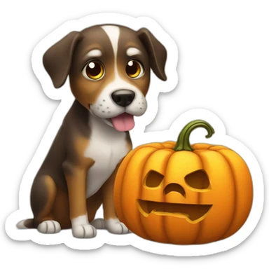 Dog-eating-a-pumpkin-Halloween sticker