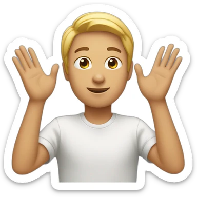 person looking up with their hands in the air sticker