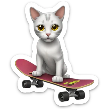 skateboarding cat sticker