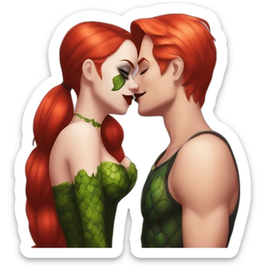 Poison ivy and harley quinn kiss sticker
