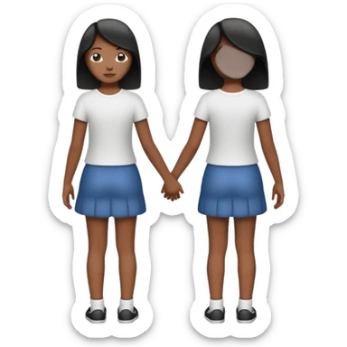 Black and white girl holding hands backs turned sticker