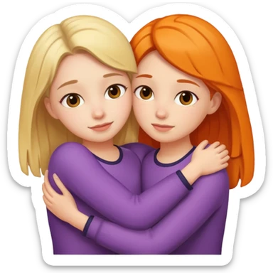 Two girls hugging each other sticker
