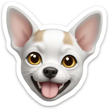 Cat white and grey with chihuahua sticker