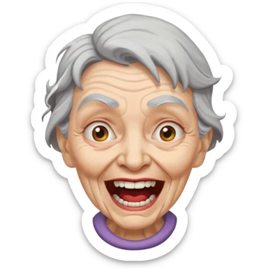 mad ugly old laughing evil woman sticker