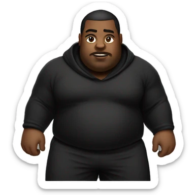 Heavy man wearing a black jogging suit sticker