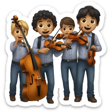 Dos niños y dos aniñas con violines sticker