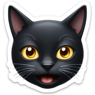 mad black cat with white whiskers sticker