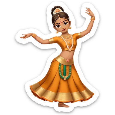 cinematic-realistic-bharatanatyam-dance-emoji,-depicted-as-an-elegant-classical-indian-dance-performance-with-graceful-poses,-intricate-costumes,-and-expressive-hand-gestures,-rendered-with-rich-textures-and-warm-dramatic-lighting, single dancer sticker