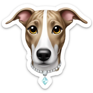 Brindle striped whippet emoji with a diamond shaped pattern on forehead sticker