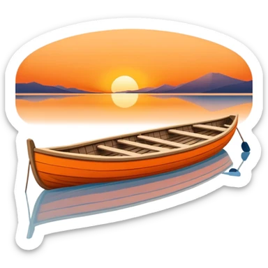 Rowing boat on sunset with pontoon in the background sticker