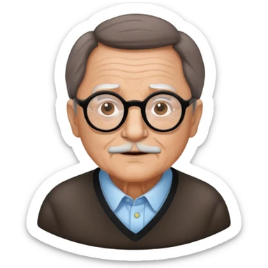 wrinkly old manwhite-male-brown-hair-black-round-glasses sticker