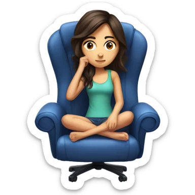 brunette girl thinking on a Gaming chair sticker