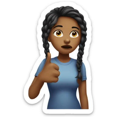  girl with pouting lips and finger pointing to mouth sticker