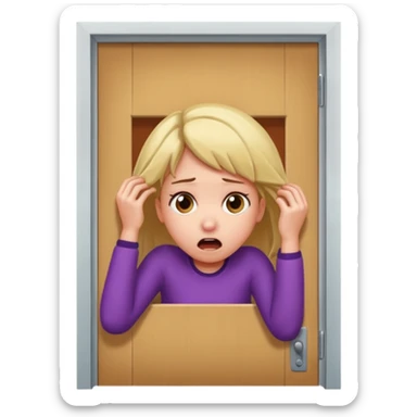 Make an emoji of a girl banging their head on the door frame after jumping  sticker