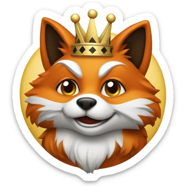 Fox dressed as a chess king sticker