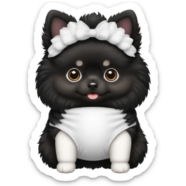black pomeranian with white diaper sticker