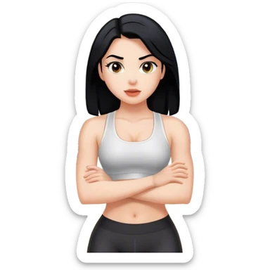White girl with black hair gym sticker