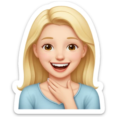 girl holding neck laughing sticker