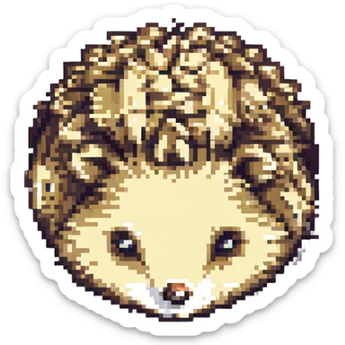 simple and cute pixel art hedgehog, 8-bit style sticker