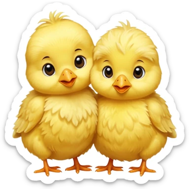 Two baby chicks cuddling sticker