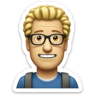 white male nerd with Marge Simpson's hair painted white sticker