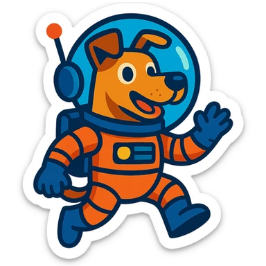 vibrant cartoon style perro astronauta sticker