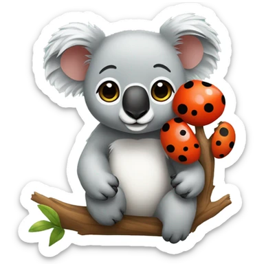 Un koala et une coccinelle super cute qui sont super copain et qui se font un câlin  sticker