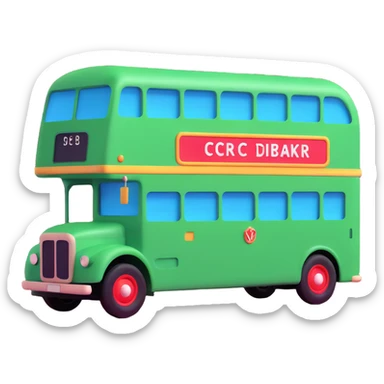 green double decker bus sticker
