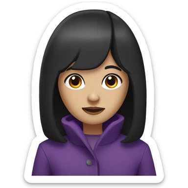 Girl with black straight hair and purple eyes and a purple coat  sticker