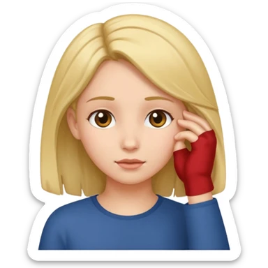 a girl tucking her hair behind her ear sticker