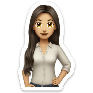 Interior designer bale girl with long dark brown hairand dark brown eyes sticker