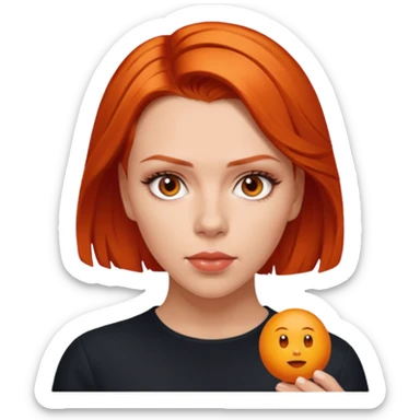scarlett johansson, orange red sticker