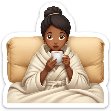 black girl wrapped in blanket drinking tea sticker