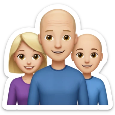 throuple blonde brunette females bald male sticker