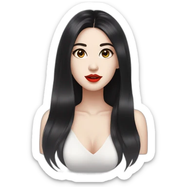 Beautiful young woman,Black hair,long hair,White skin,oval face,big eyes,Blackeyes,Redlips,Chinese sticker