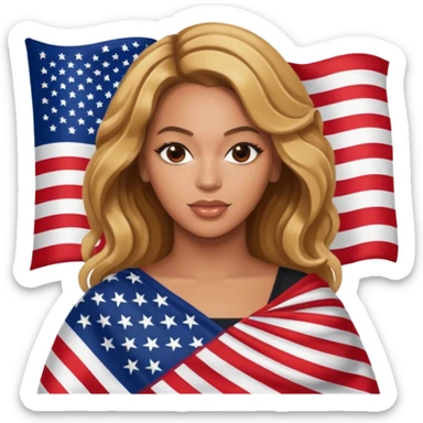 Beyonce with holding an american flag sticker
