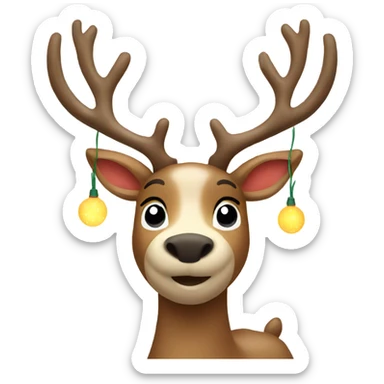 Reindeer with Christmas lights sticker