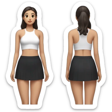beauty-padahastasana-short-black-skirt-back-and-front-views-white-knickers-long-white-socks sticker