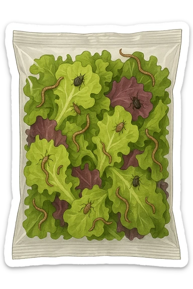 Insalata in busta ricca di parassiti sticker