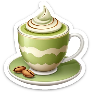 pistachio latte with tulip latte art sticker