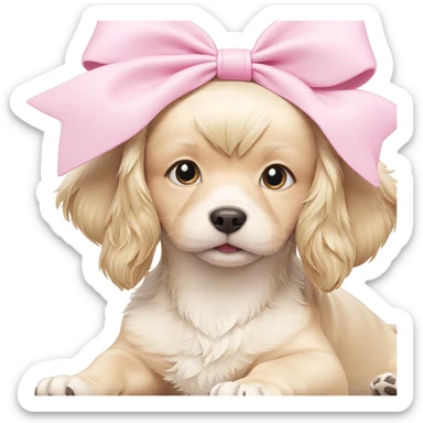 blonde dog with pink bow sticker