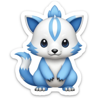 Cute cool white blue animal hybrid Fakemon full body sticker