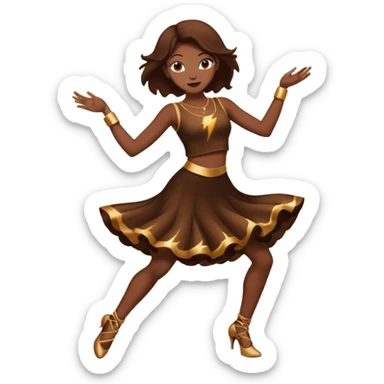 All Brown outline of a female dancing with thunder in the background  sticker