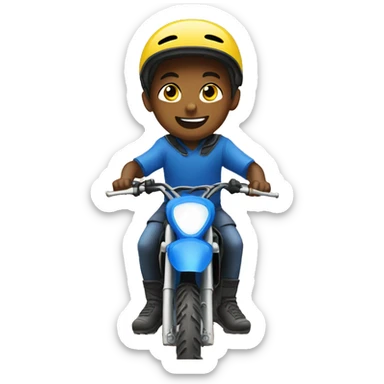 Boy on blue Dirt bike  sticker