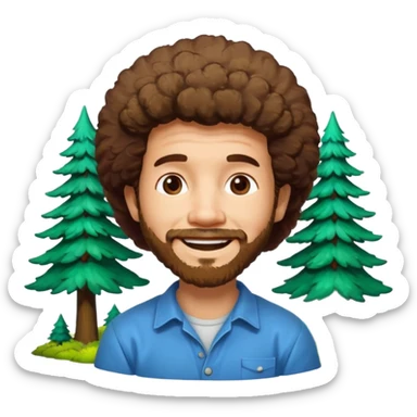 Bob Ross and Happy Little trees sticker