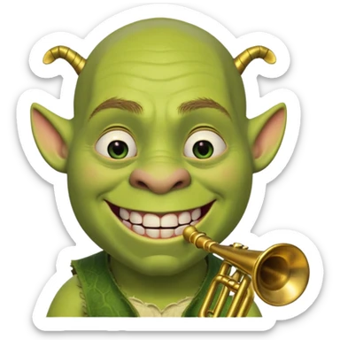 shrek sans cheveux et deux petites oreilles en forme de trompettes une sur chaque cote de son crane sticker